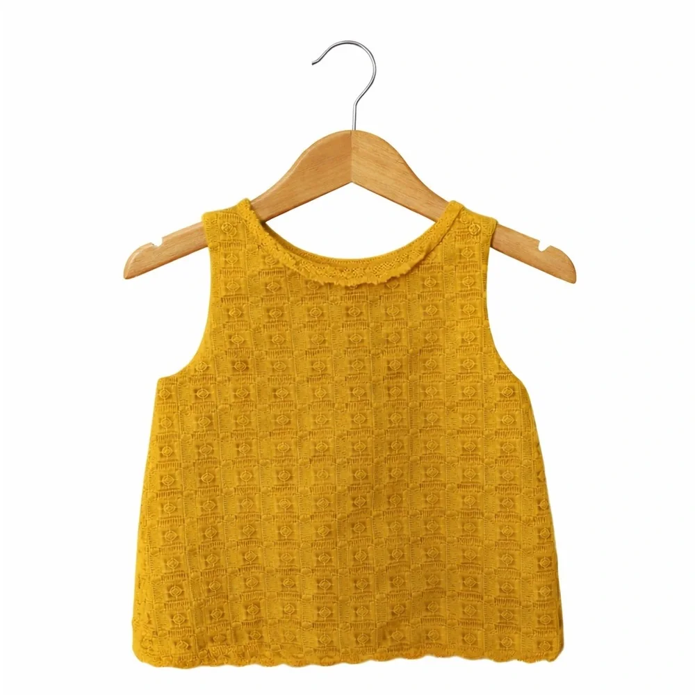 OshKosh B’gosh Mustard Lace Tank Top Girls 4T Boho Cottagecore Sleeveless